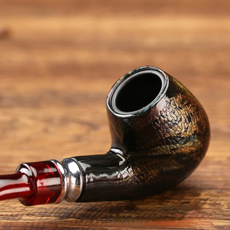 

Fashion Snake Scale Resin Pipes Chimney Double Filter Wood Smoking Pipe Herb Tobacco Pipe Cigar Narguile Grinder Smoke