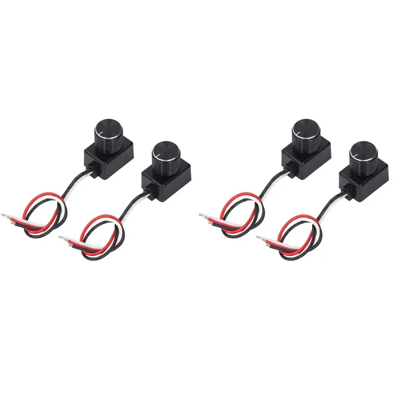 A93E-4 Pack Dimmable LED Dimmer Switch, Smooth Dimming From 5%-100%, PWM Knob, 12-24V For RV Boat Truck Strip Lighting