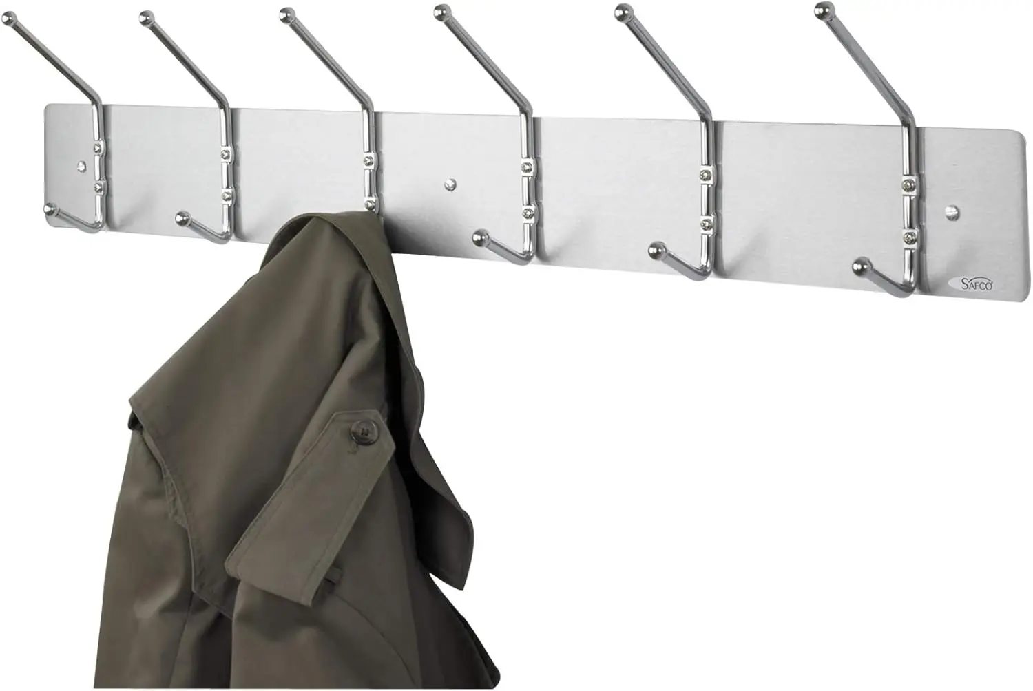 

Wall Mount Coat Rack, 6-Hooks for Hanging Coats, Purses, Bags, Umbrellas, for Hallways and Entryways, Black and Satin Aluminum