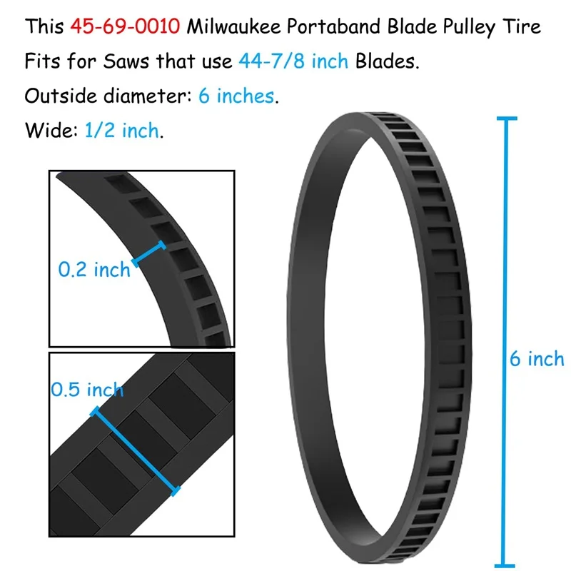 45-69-0010 Blade Pulley Tires Replacement for Milwaukee BandSaw Blades 6230 6232-6 2729-20 Portaband Saw Belt Power Tools Part