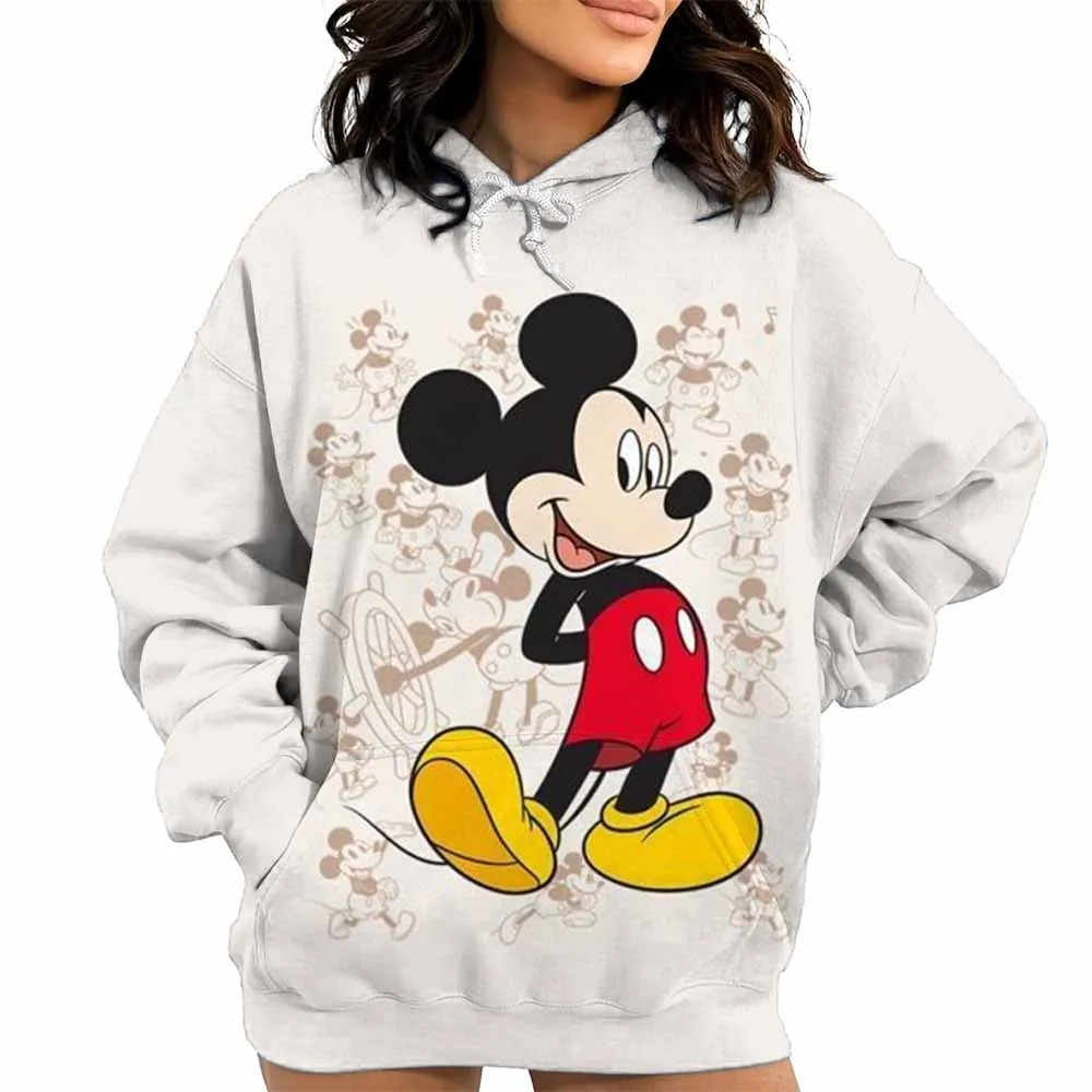 Y2k Mickey Mouse 3D Printing Hoodies Ijs Taarten Grafische Rits Sweatshirts Vrouwen Grappige Casual Kleding Truien Hoodie