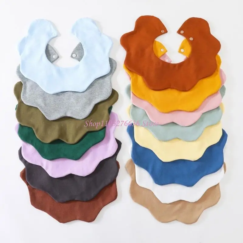 

R6FD Baby Feeding Bib Color 360 Degree Rotating Drooling Apron Toddlers Adjustable Burp Cloths Breathable Cotton Bib