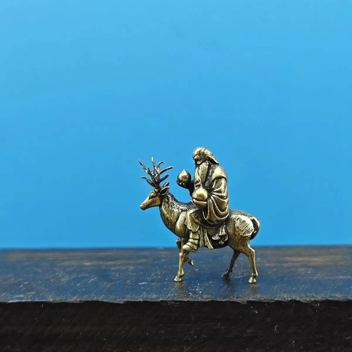 Deer-Riding Antarctic Immortal, Desktop Fukulushou Star Artificial Hill Fish Tank Mini Landscape Decorative Items for Blessing