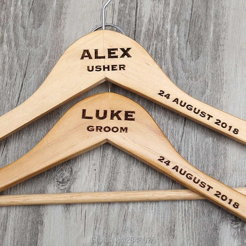 

Personalized Engraved Bride, Bridesmaid Groom Wooden Wedding Dress Hangers,Hen Parties,Bridal Showers,Groomsmen Suit Hanger