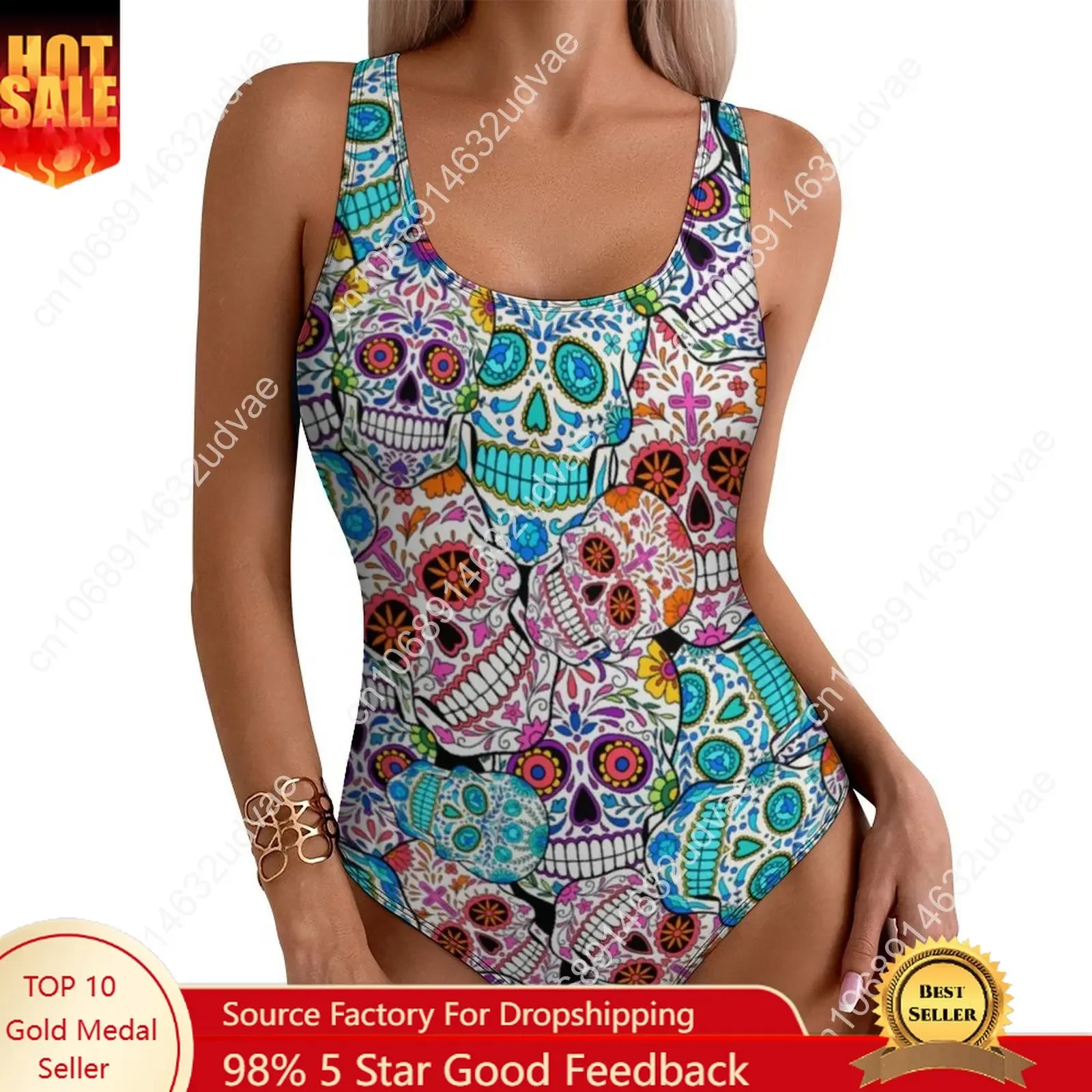 

Spooky Skeleton Swimsuit Skulls with Flowers Push Up Swimwear One Piece Surfing Bathing Suits Swimsuits Sexy Beachwear Plus Size