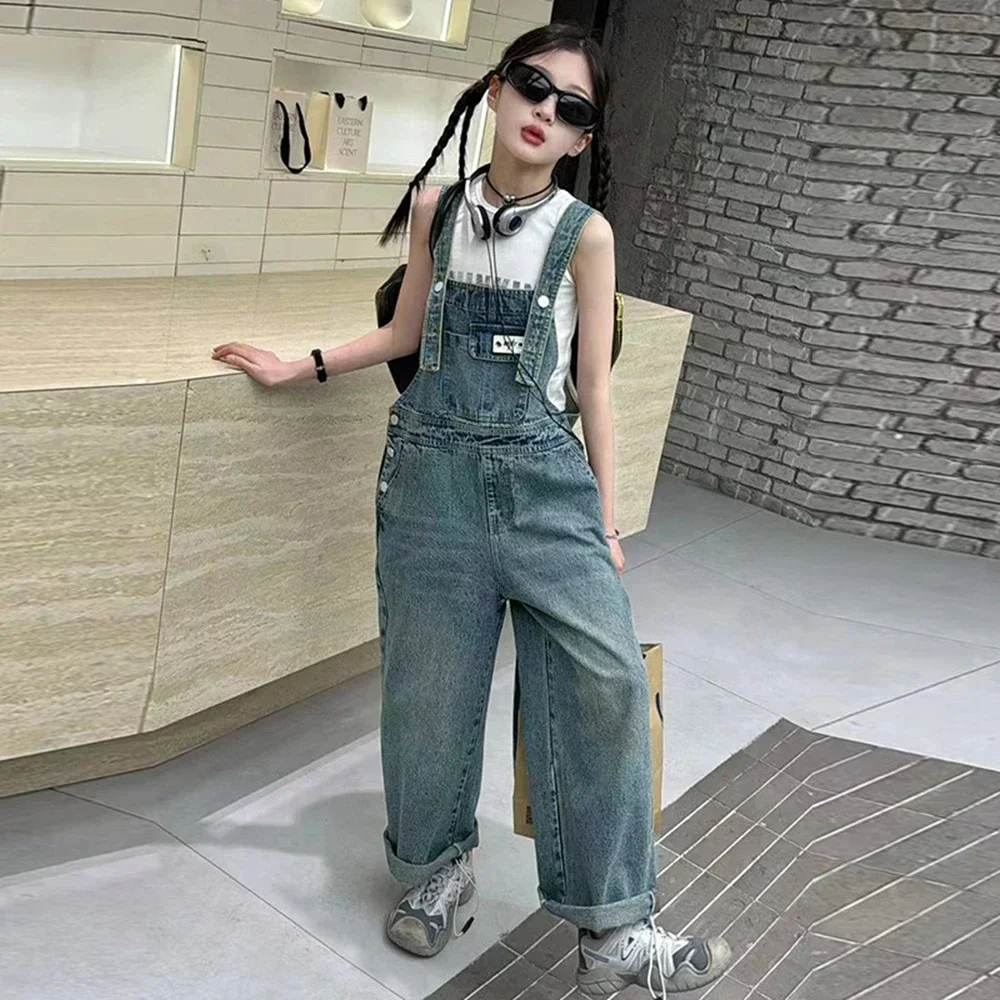 

Teens Girl Jeans Overalls For Spring Autumn New Kids Denim Rompers Child Denim Jumpsuits Children Jeans Pants for Girls Overalls