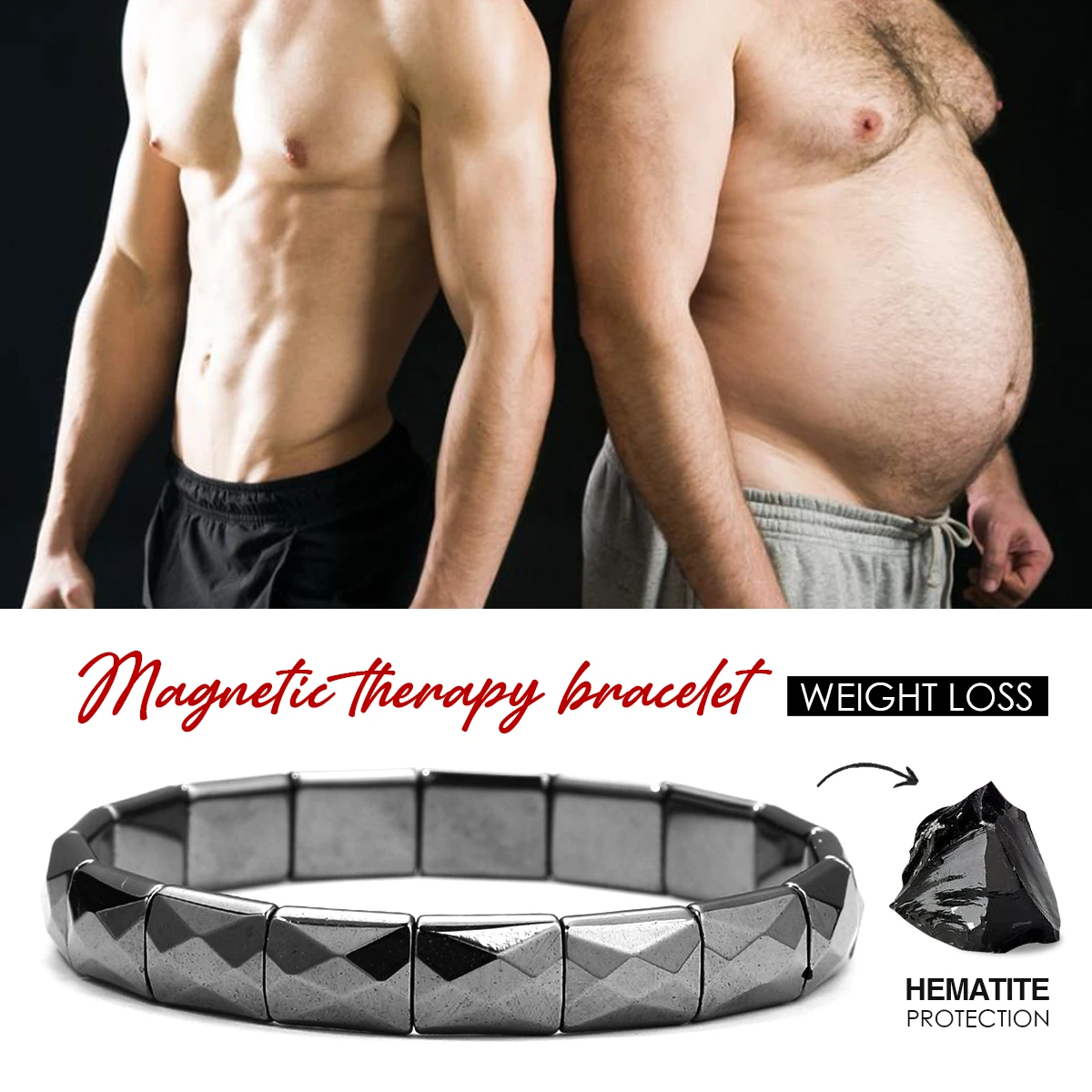 

Classic Men's Bracelet Healing Energy Stone Fitness Glamour Hematite Bracelet Bungee Rope Man Glamour Bracelet Friend Gift