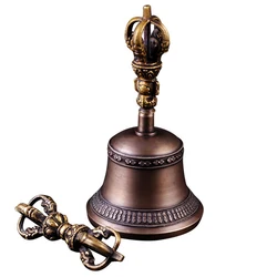Tibetan Chimes Tantric Instrument Nepalese Handmade Bronze Five-cobalt Bell Rattle Dao Bell Five-strand Vajra Bell and Pestle