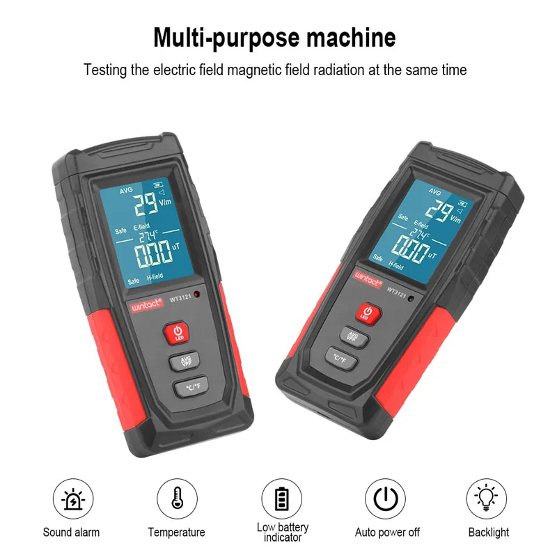 

WT3121 Handheld Digital LCD EMF Meter Electric Magnetic Field Dosimeter Detector Electromagnetic Radiation Tester