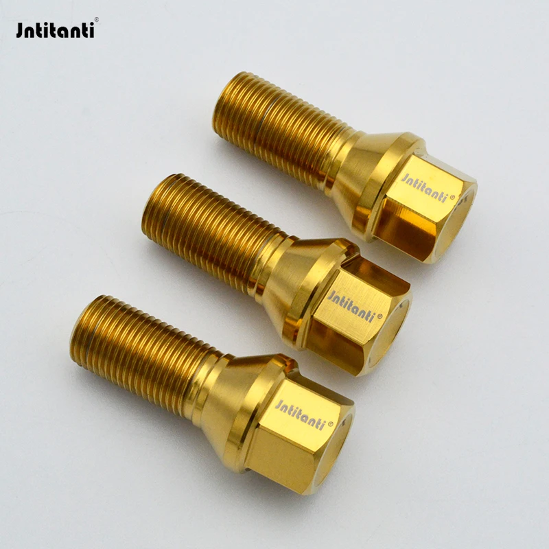 Jntitanti Cone Seat Gr.5 titanium Car Wheel Bolt titanium Bolt  M14*1.25*28-45mm for BMW MINI Rolls-royces