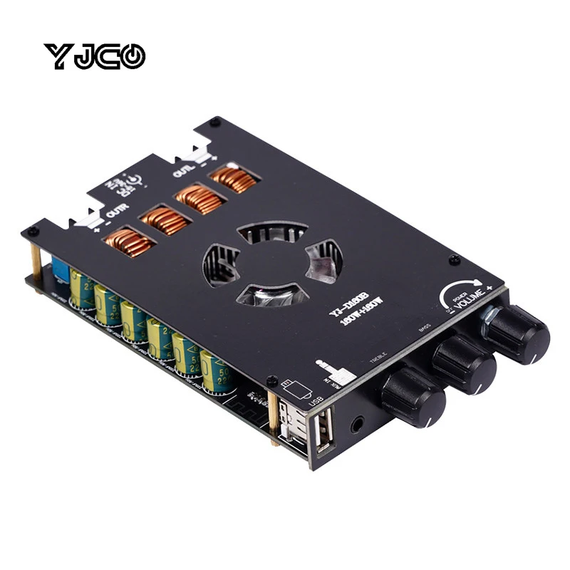 

YJCO 2×160W D160B TDA7498E Class D Digital Power Amp Board Bluetooth 5.0 U Disk AUX Tone Control HIFI Amplifier DC24V-36V