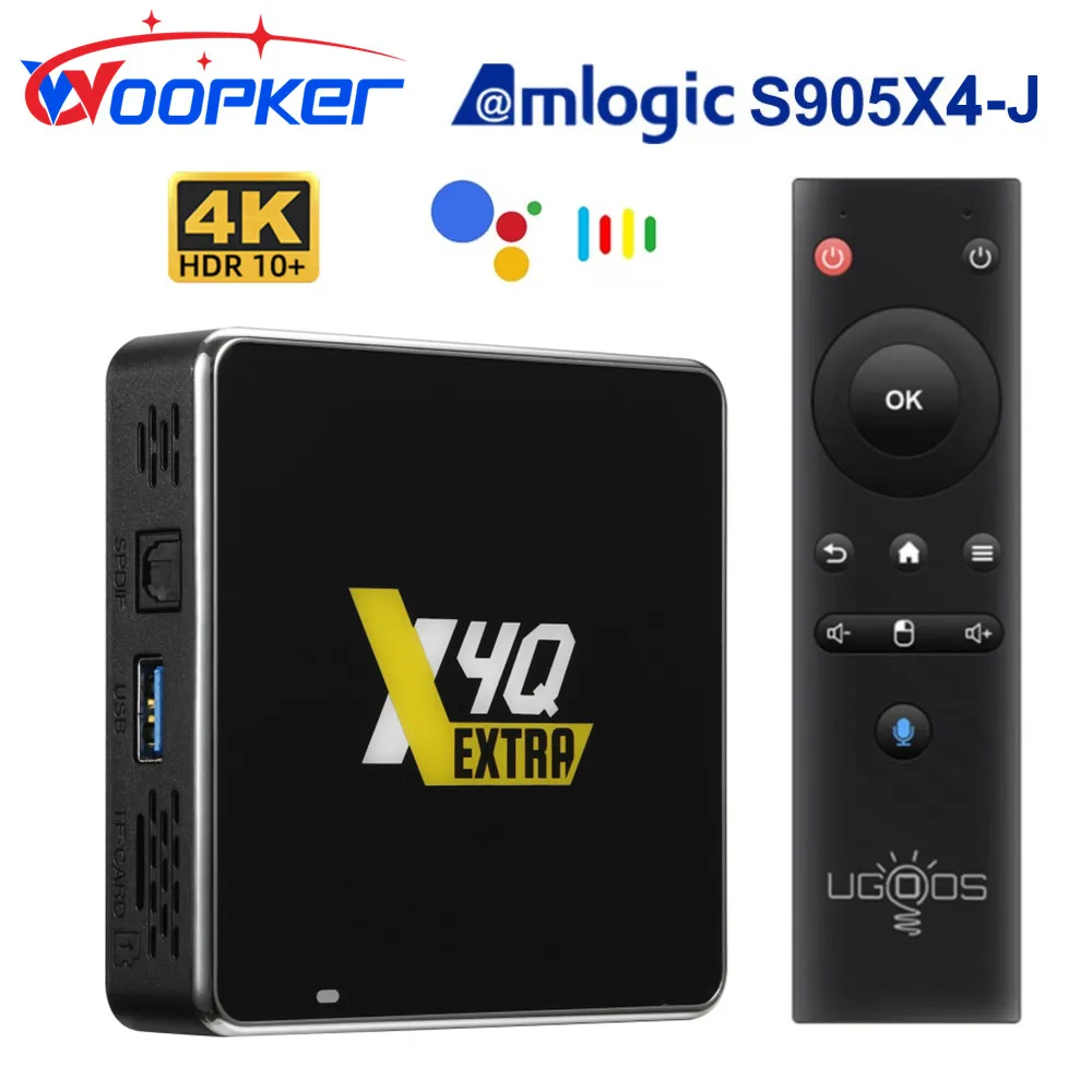 UGOOS X4Q Extra LPDDR4 4GB 128GB Smart TV Box Android 11 Amlogic S905X4 Winevine L1 1000M BT 4K Google Voice 2G 16G 32G X4Q Cube