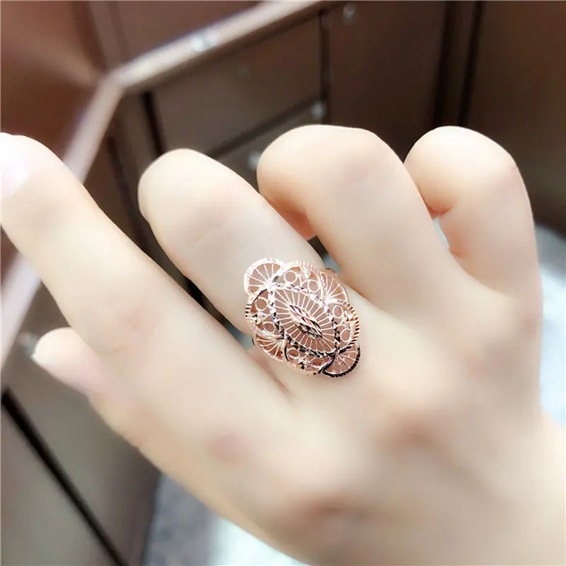 Elegant Luxury 585 Gold Ring for Women Fashionable Simple Design Personality Stylish Gift Copper Material Olive Shape Ring view 3