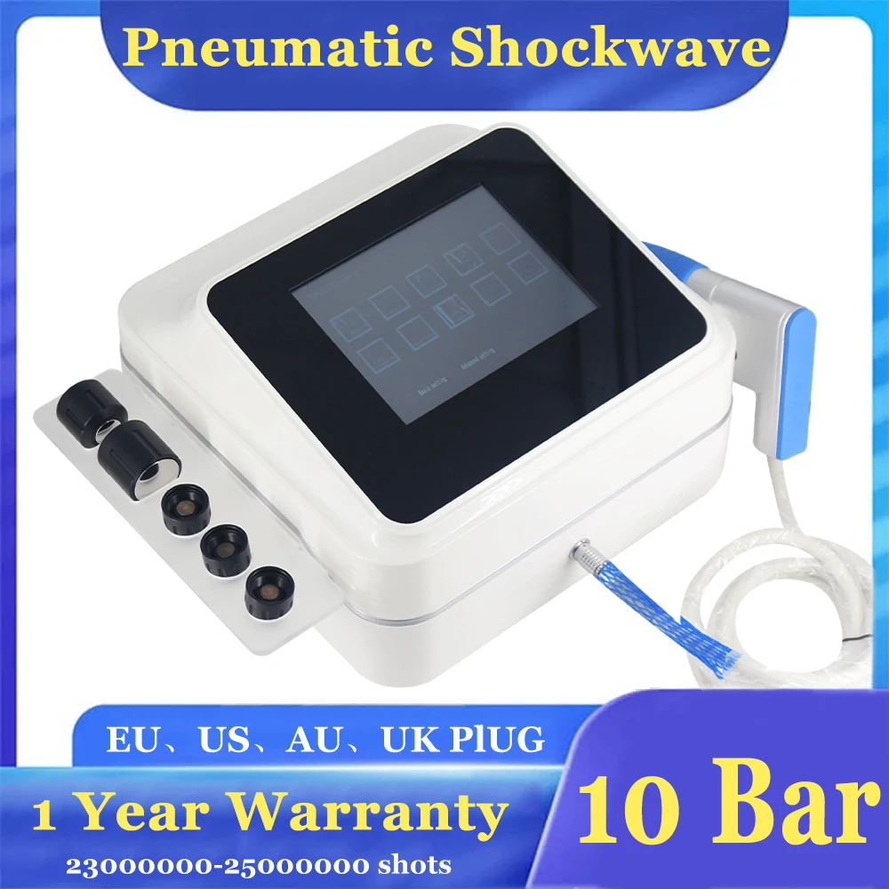 

10 Bar Pneumatic Shockwave Therapy Machine For ED Treatment Relieve Shoulder Neck Muscle Pain Shock Wave Physiotherapy Massager