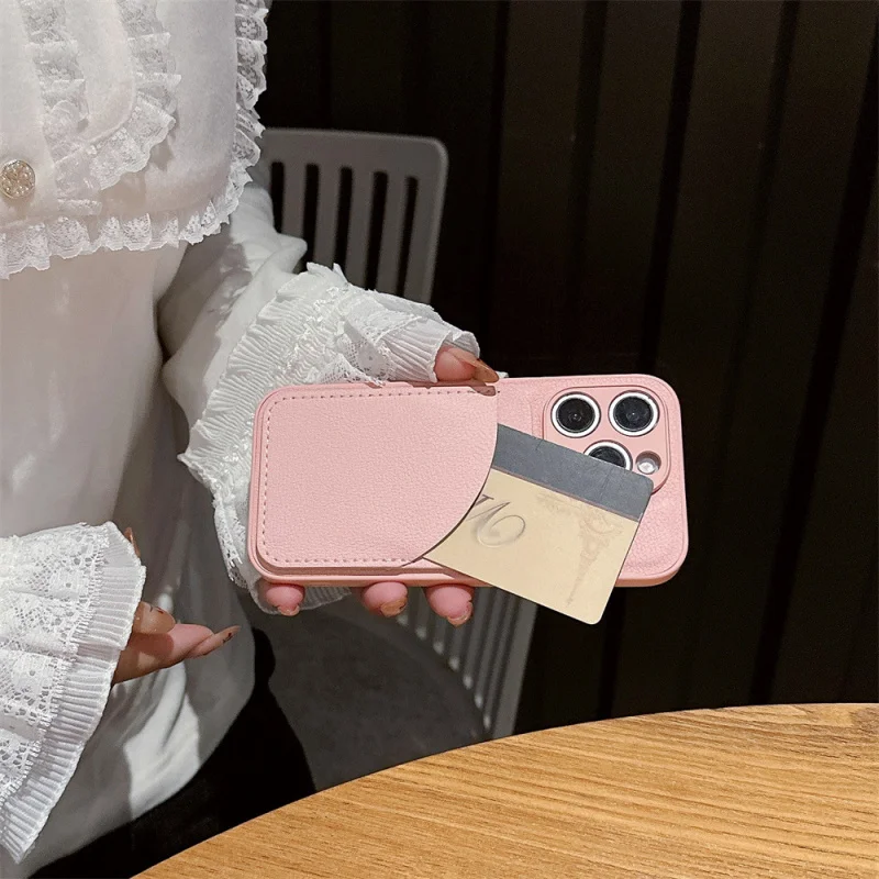 

Plain Leather Texture Card Slot Phone Case Suitable foriPhone 16 Pro Max