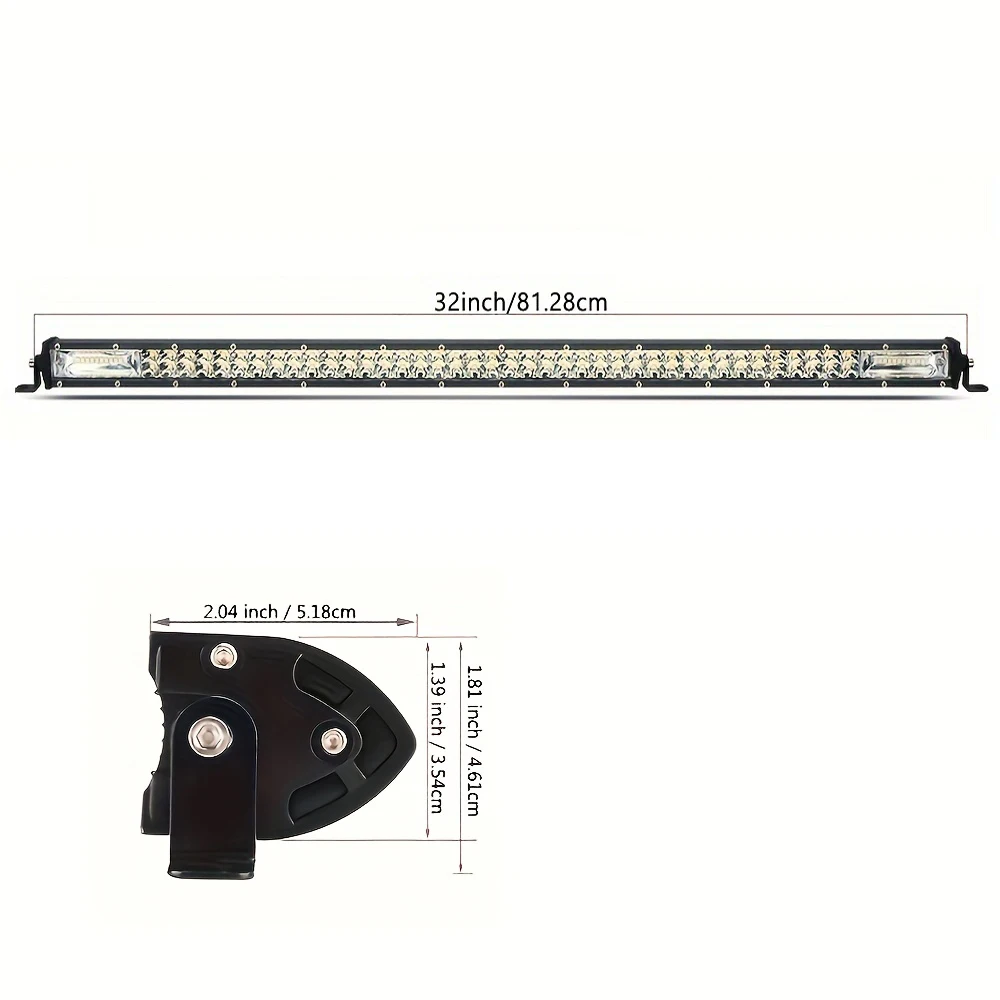Ultra-thin LED Light Bar 32 Inch Flood Light, Dual Row Truck Off-Road Lighting, 12-24V Hardwired, Adjustable Mount LED Light for Truck Off-Road ATV UTV SUV Vehicles