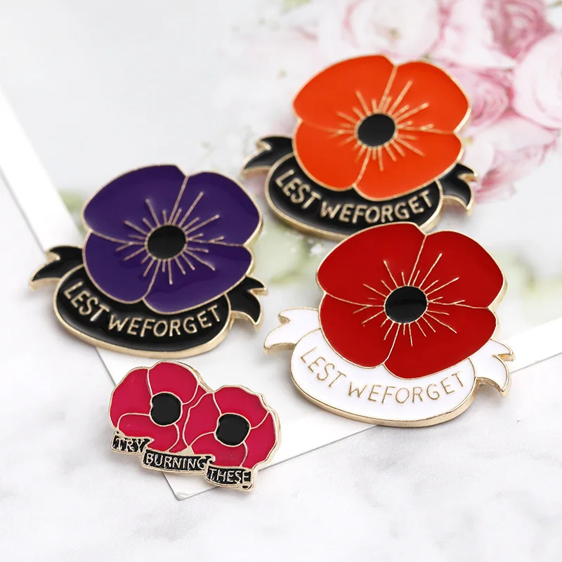 Red Poppy Pins Lapel Brooches Apparel Badges Pins for Women Girls on Veterans Day Memorial Day Remembrance Day Gift