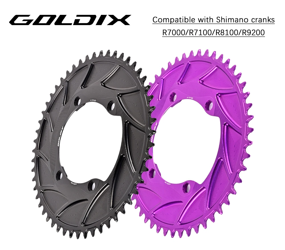 GOLDIX AERO 3mm Offset 110BCD 4-Bolzen Narrow Wide AERO Kettenblatt Rennrad-Kettenblatt für Shimano R7000 R7100 R8100 R9200 – Detail 1