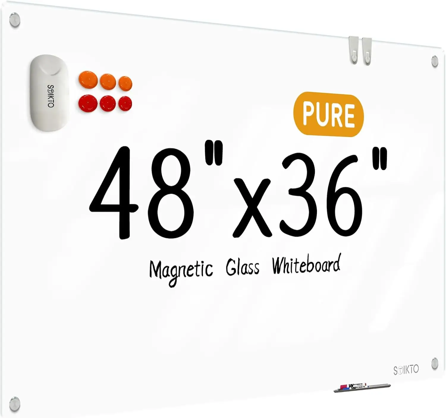 

Glass Whiteboard 48x36 Magnetic Dry Erase Board for Wall Office Home with Frameless Design