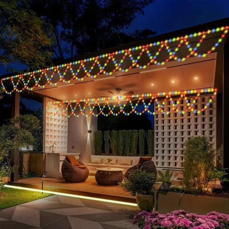 4M138 LED Light Christmas Lights String USB Plug-in Wave Shaped Hanging Curtain Light Bedroom Garden Eaves Deco LED String Lamps