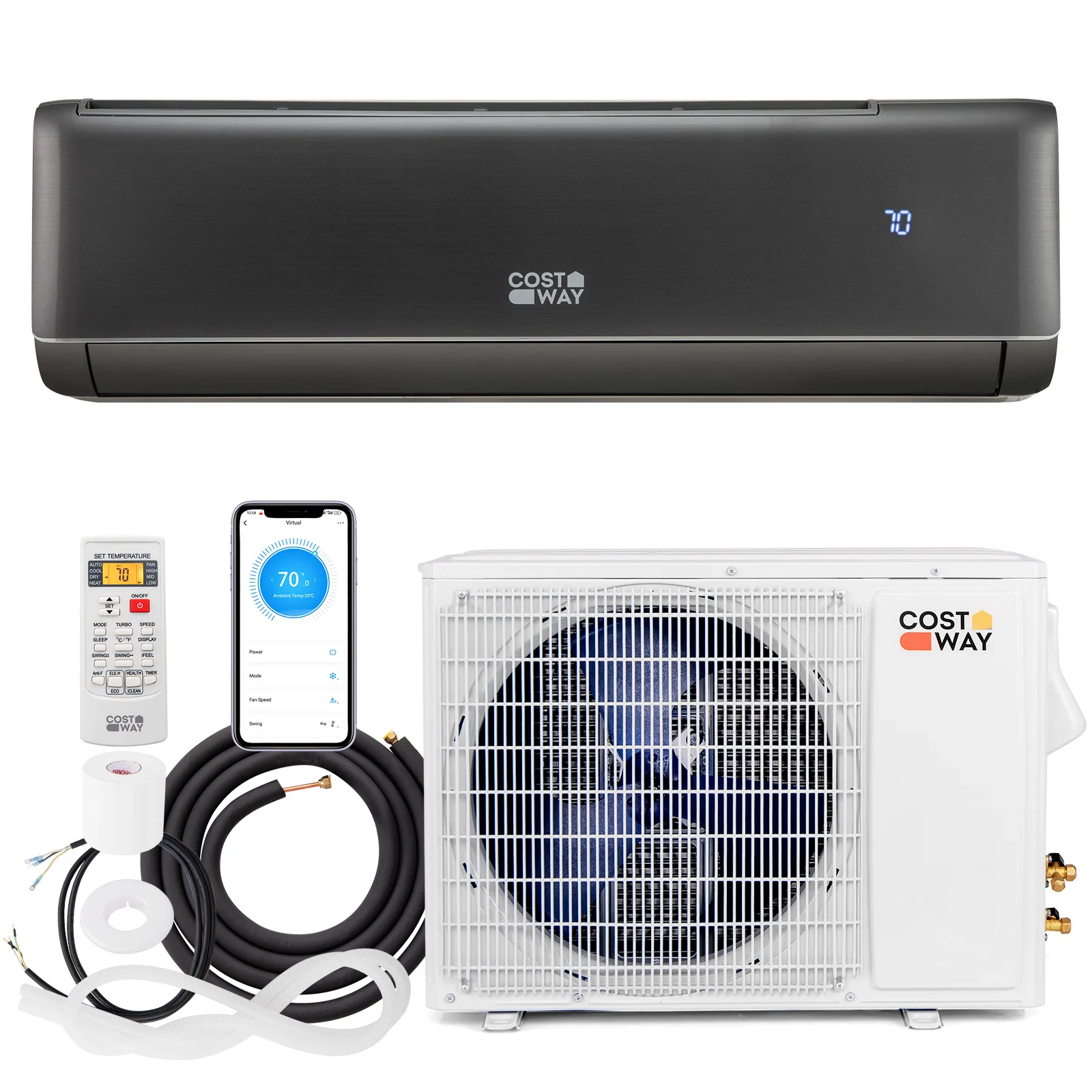 24000 BTU Wifi Enabled Mini Split Air Conditioner & Heater w/ Heat Pump