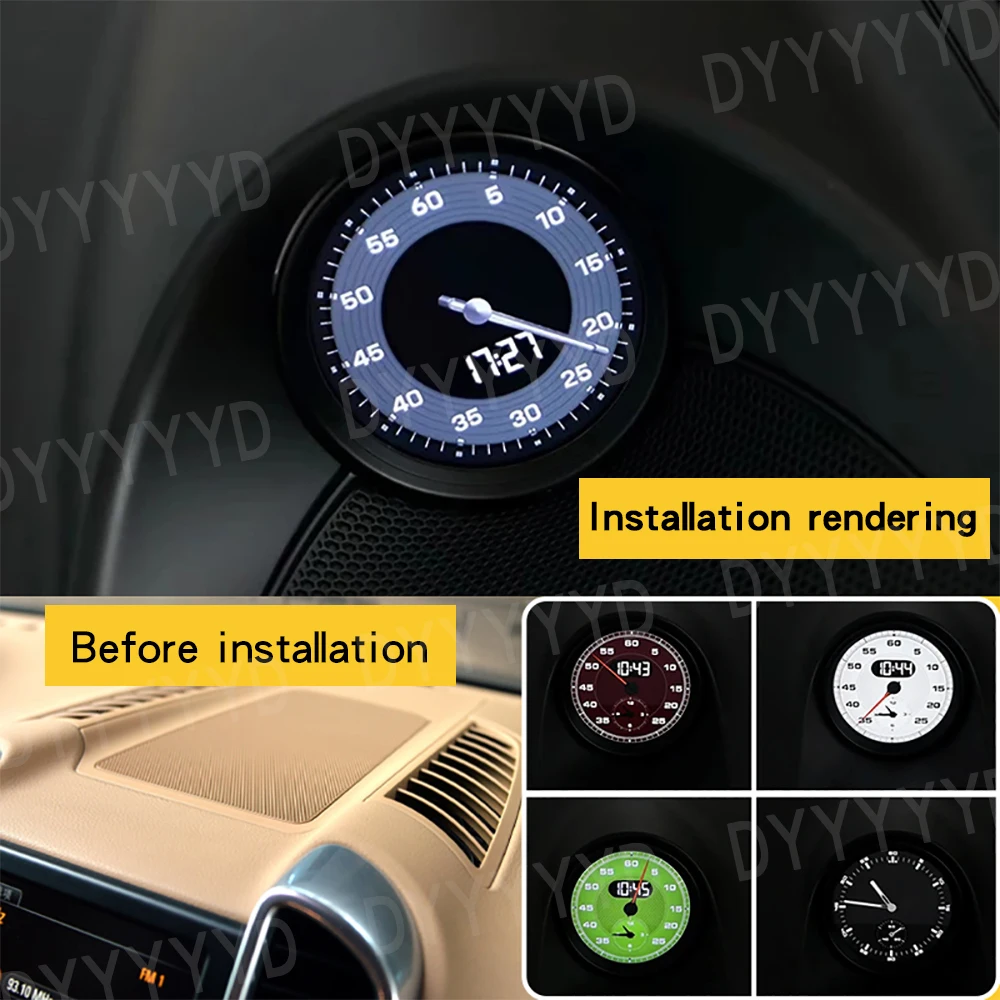 For Porsche Cayenne 958 9Y0 9YA 2010-25 Upgrade LCD Car Stopwatch Dashboard Clock Interior Central Compass Time Electronic Meter