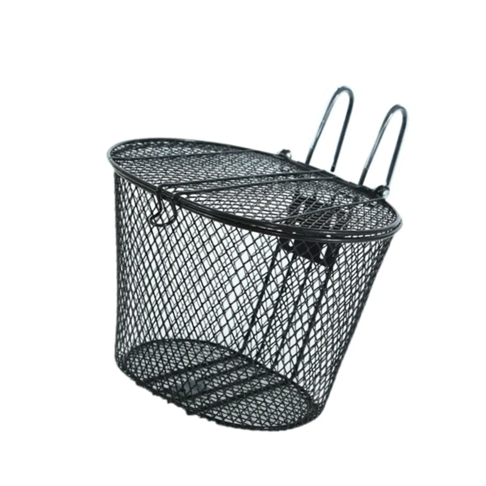 Front Bike Basket Bicycle Front Handlebar Storage Basket with Lid Dogs Carrier Metal for Mountain Road Bike Accessories