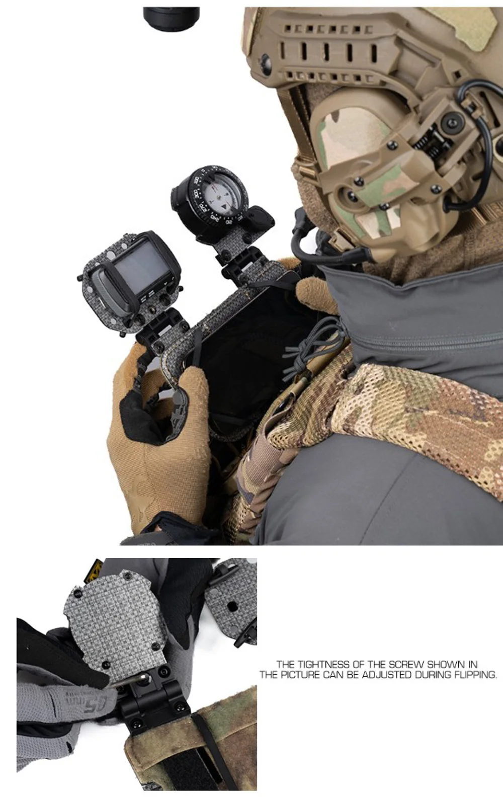 Taktischer Überlebenskompass mit GPS-Halterung, Outdoor-Camping-Militär-Jagdweste, Plattenträger, faltbares Navigationsboard für Telefone – Detail 11