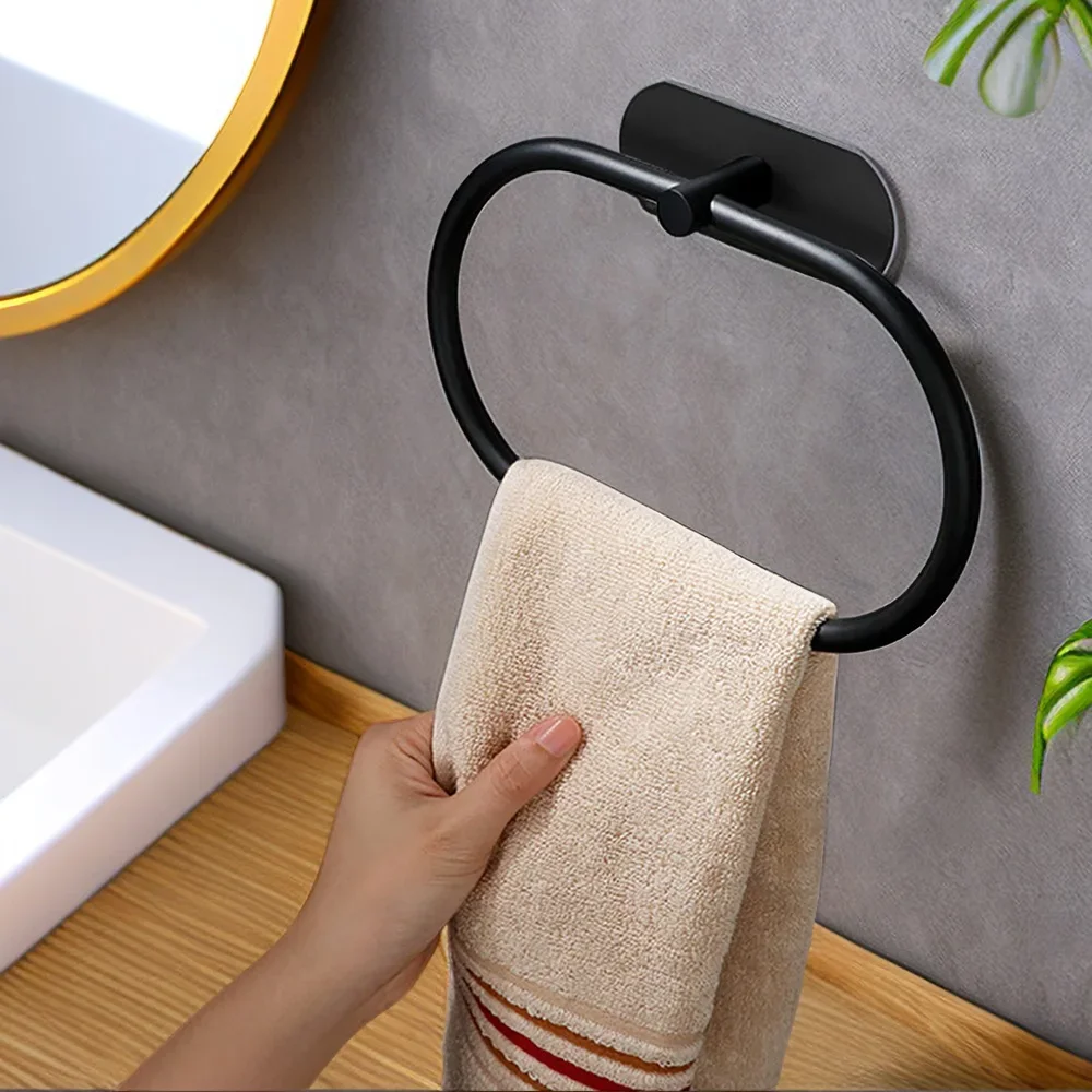 4Pcs/Set Towel Holder Toilet Paper Holder Bathroom Accessories Adhesive Hooks Wall Coat Hanger Kitchen Storages Napkin Dispenser