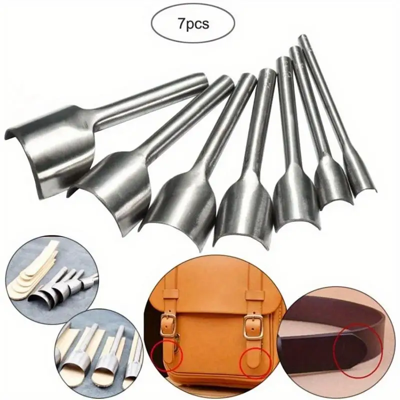 7Pcs Set Leather Craft Tools Half Round Cutter Punch Strap Belt Wallet End DIY 10mm-40mm