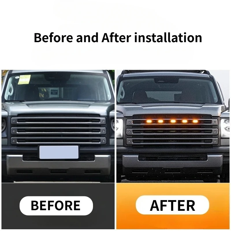 For New Haval Raptor Small Yellow Lights Modified Special LED Front Face Grille Decoration Day Running Lights Warning Lamp