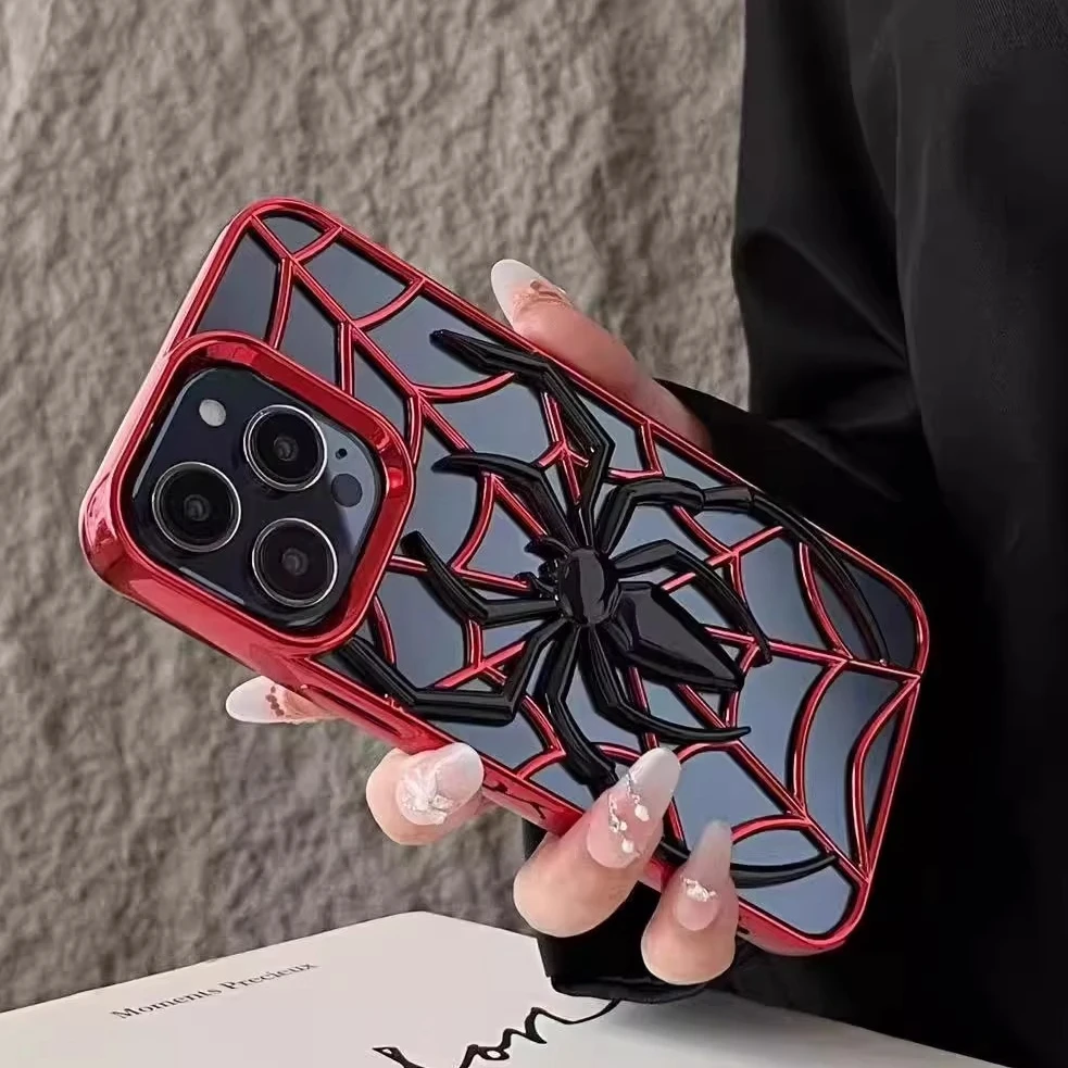 Lustige 3D-Hohlspinnen-Hülle für iPhone 14, 15, 16 Plus, weiche TPU-Beschichtung, Wärmestrahlungsabdeckung für iPhone 13, 12, 14, 15, 16, 17 Pro Max – Detail 2