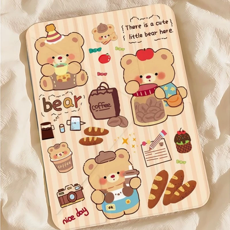 

Smart Cover with Pencil Holder for Ipad Air 3 Generation 2019 Pro 11 2nd 3rd 4th 10th Funda Ipad Mini6 8.3 Air 5th 4th Cute Bear