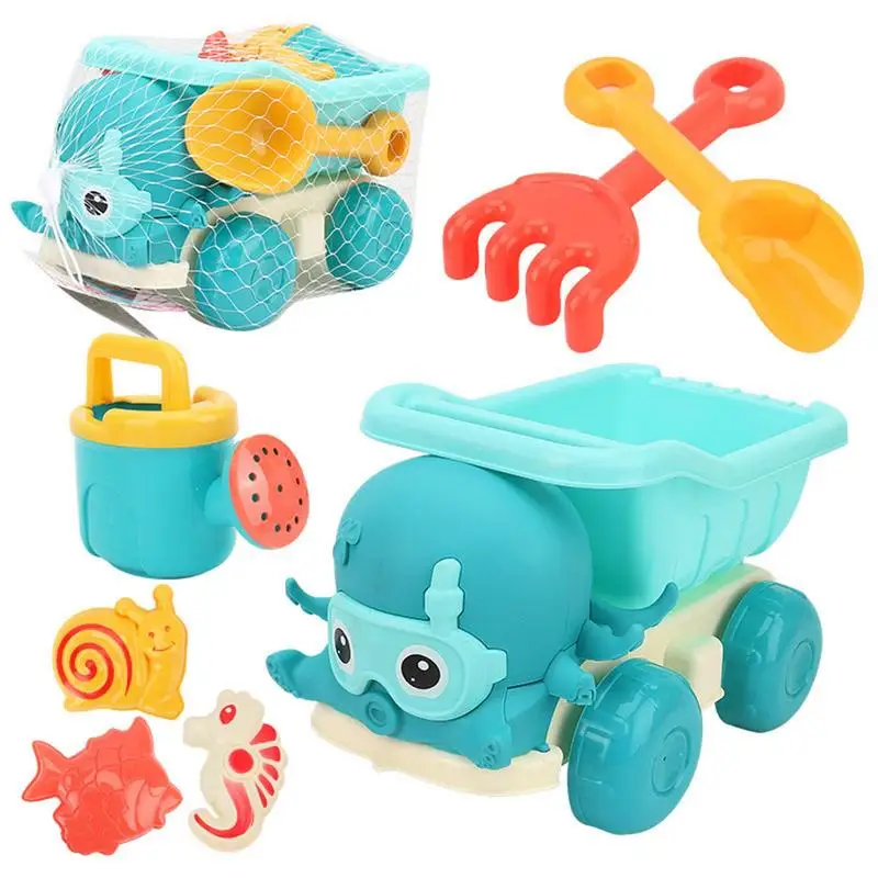 Juguetes de arena para playa, juego de moldes de playa para coche de pulpo, cubo de playa, pala de playa, Kit de herramientas, caja de arena, juguetes para niños al aire libre, jugar en el agua