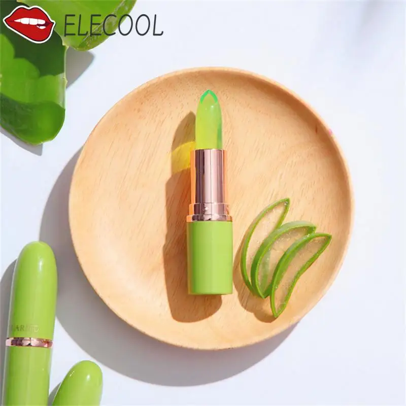 ลิปสติกอุ่นให้ความชุ่มชื้นและบ่ม Lasting Moisturizing Jelly Aloe Make-up นักเรียนสีลิปสติก Aloe Vera Extract Lip Balm