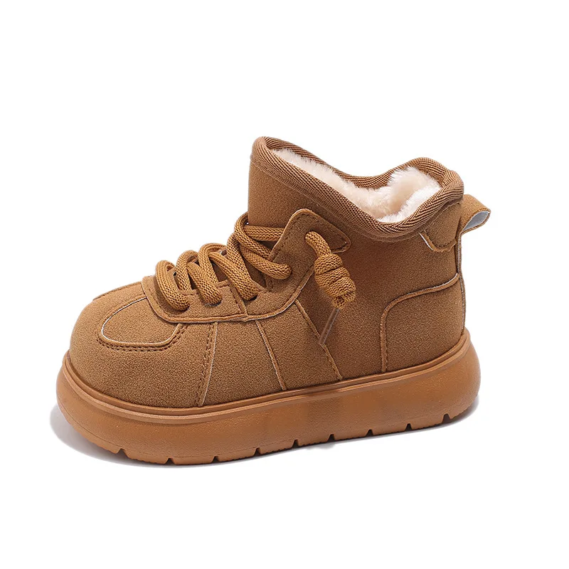 الشتاء أحذية أطفال 2025 جديد ريترو الطفل المخملية الأحذية الكورية الطبعة فتاة الموضة المضادة للانزلاق Comforta حذاء الأطفال أحذية الثلوج