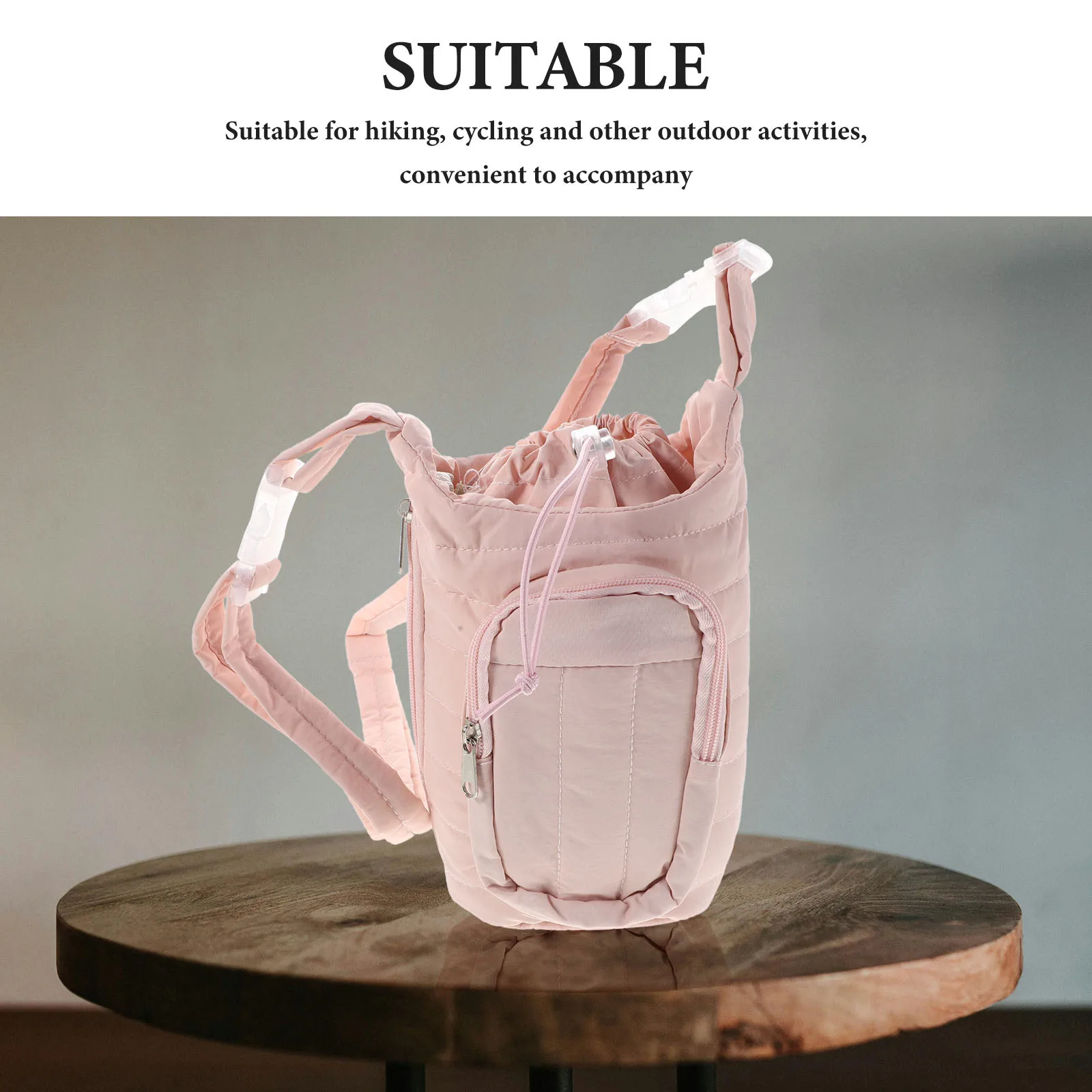 Large Capacity Insulated Bottle Cover Sleeve Water Bottle Carrier For Hiking Travel Outdoor Sports Adjustable Crossbody Cup