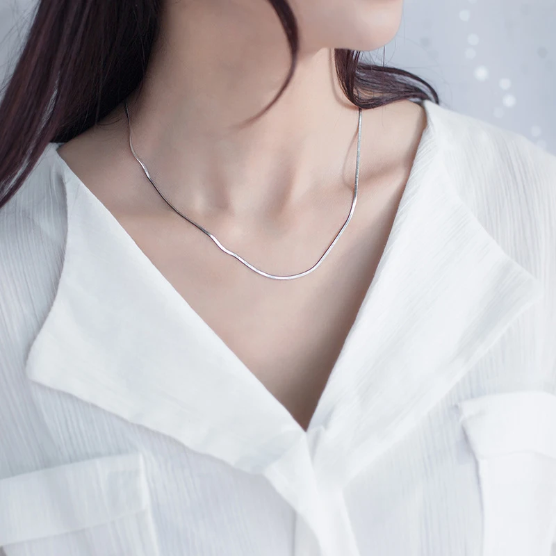 Modian Hot Sale Fashion Simple Snake Necklaces Classic Girls 925 Sterling Silver Choker Chain For Women Silver Fine Jewelry Gift