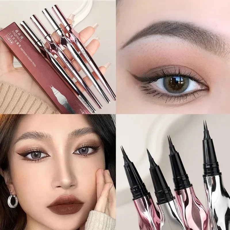 2Points Eyebrow Pencil Long Lasting Easy To Grip Eyebrow Tattoo Waterproof Thin Liquid Lying Silkworm Brow Pen Korean Makeup New