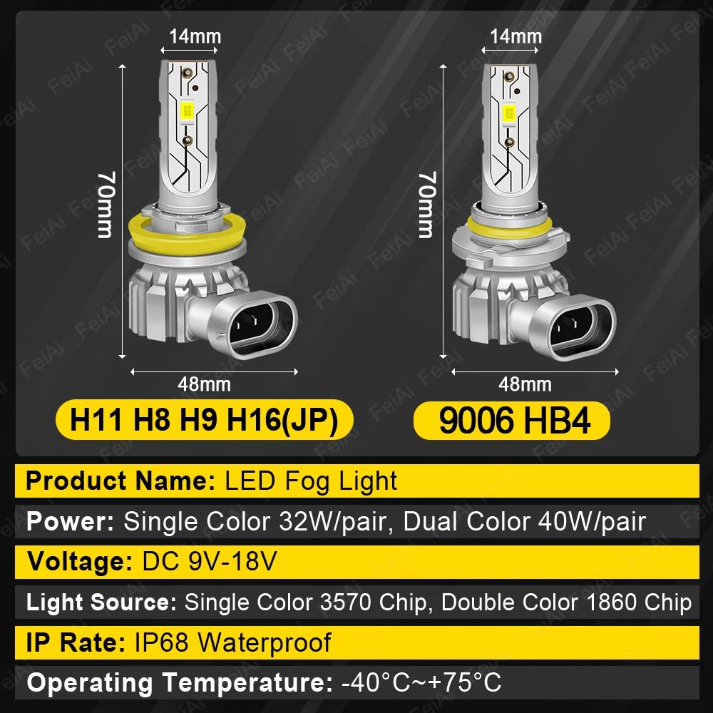 أضواء الضباب الأمامية LED لـ Acura ZDX 2010 2011 2012 2013 ZDX ملحقات مصباح LED فائق السطوع لمبة إضاءة الضباب ثنائي اللون أبيض أصفر #3