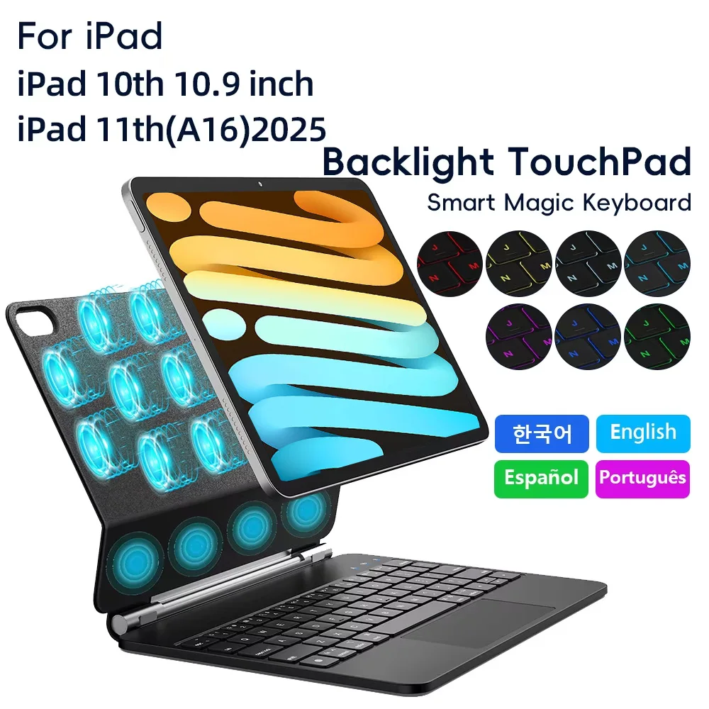 

Magic Keyboard for iPad 10th 10.9 inch Case for iPad 11th 10.9 inch A16 2025 Generation Cover Smart Cover Magic Keyboard