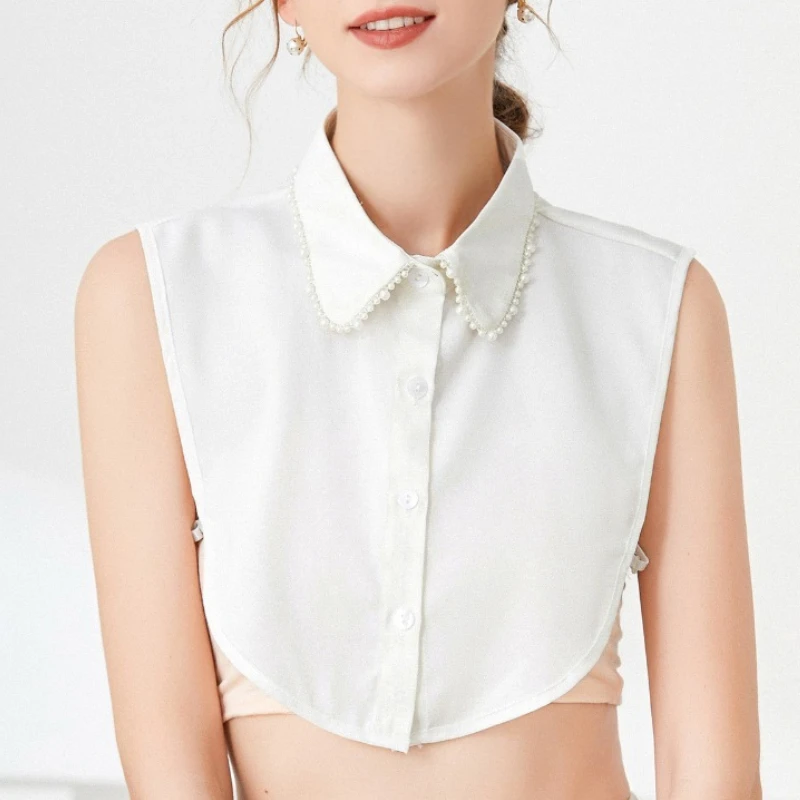Formal Fake Collar for Mens and Womens Beads Decoration  Spring and Autumn Sweater Half Shirt Detachable Bottoming Fake Collars