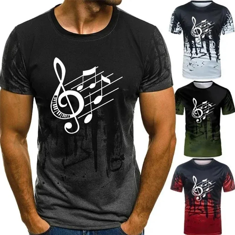 2024 Summer men women 3D funny musical note T-shirt casual graphic t shirt fashion short sleeve tee tops slim fit unisex kids