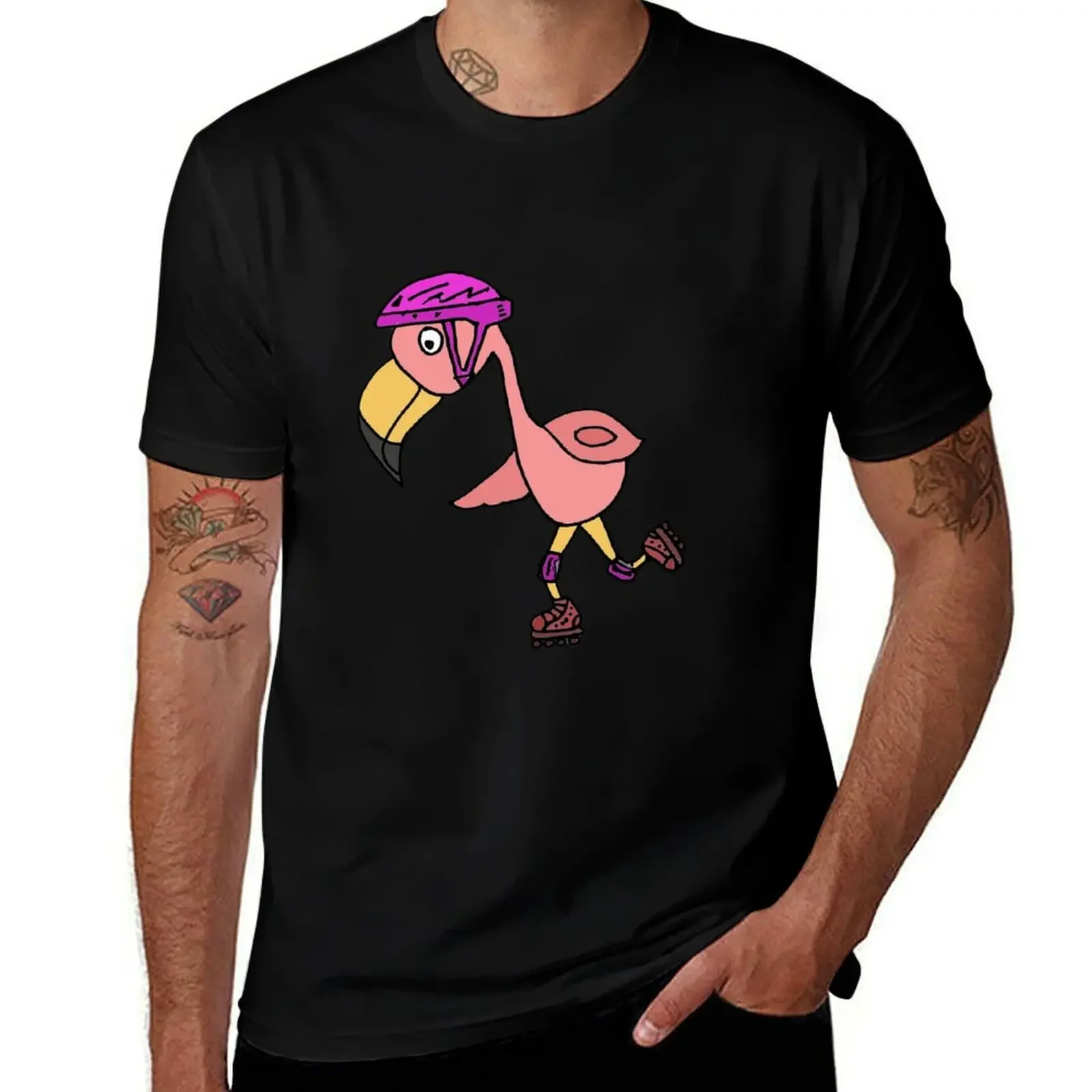 Cool Flamingo Rollerblading T-Shirt animal prinfor boys anime figures plain t shirts men