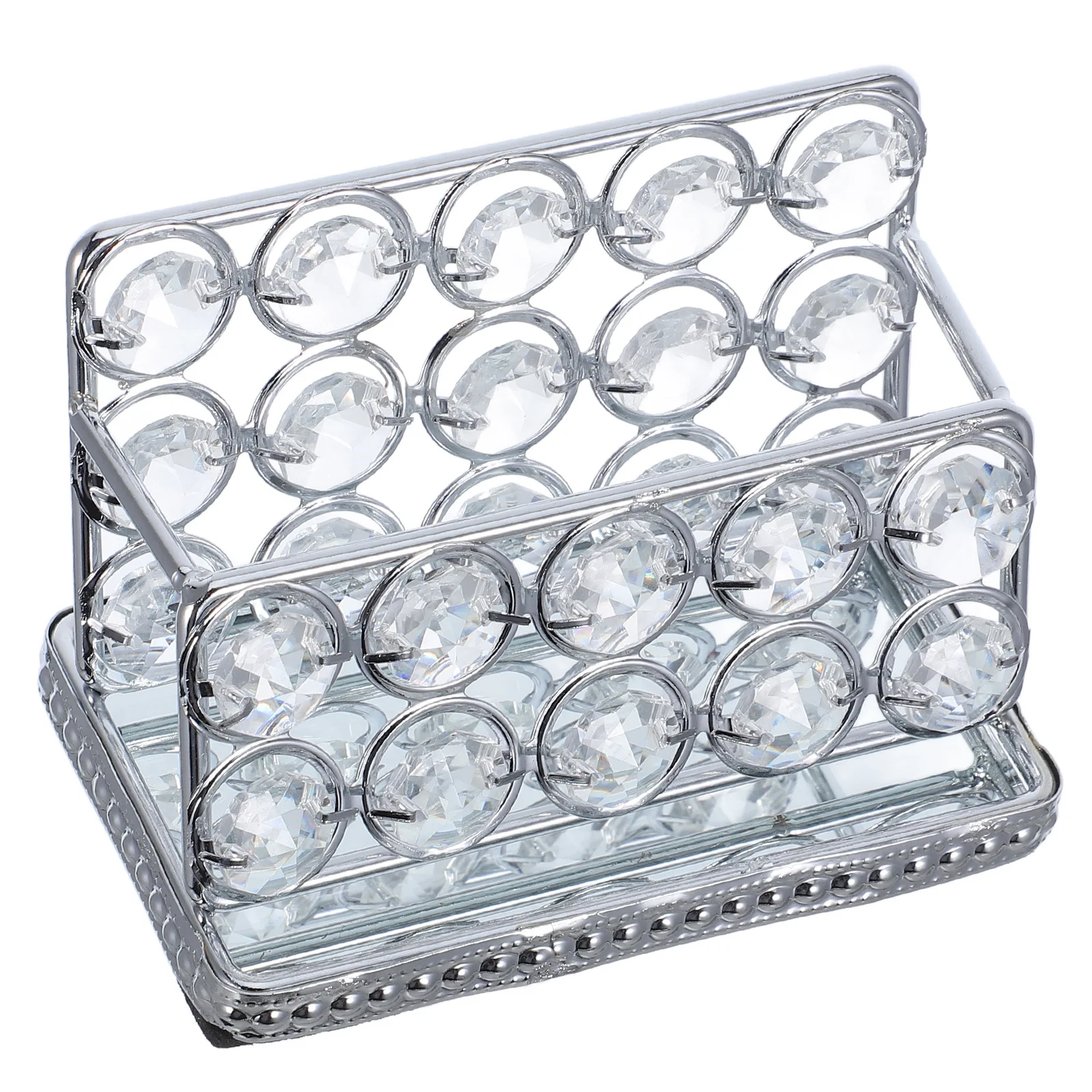 

Business Card Box Minimalist Metal Crystal Design Smooth Edges Multiple Cards Storage Desk Organizer Office Decor Holder