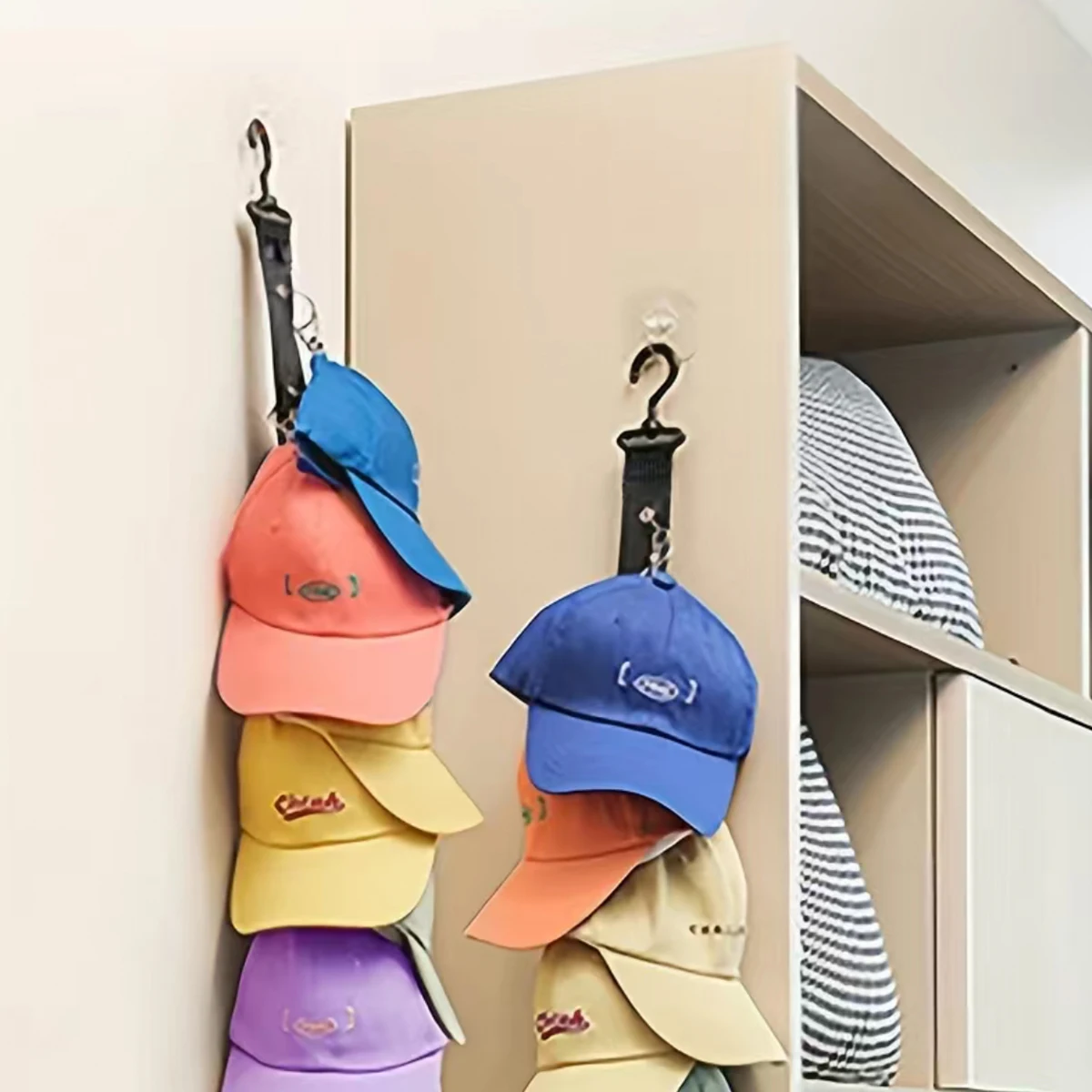 1pc Baseball Cap Rack, Hold Up To 8 Caps, Fitted Caps Sun Hats Organizer, Hat Storage Hanger For Closet Rod, Wall, Door, Clothes