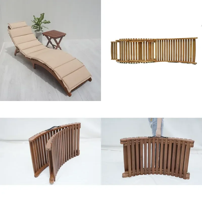 for Outdoor Lounge Chair with Upholstered Seat and Collapsible Headrest for Garden and Swimming Pool Sun Loungers