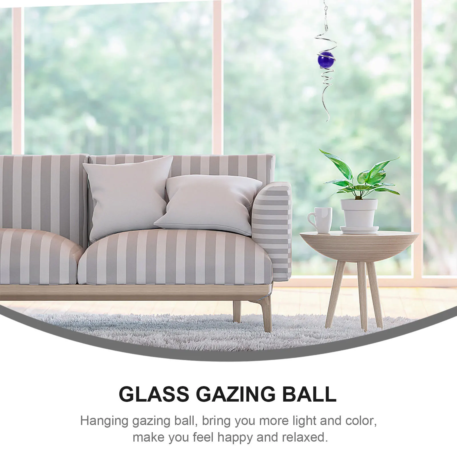 Hanging Gazing Ball Glass Ornament Spiral Tail Decorative Spinner For Garden Home Office Cafe Durable Charming Design Swivel