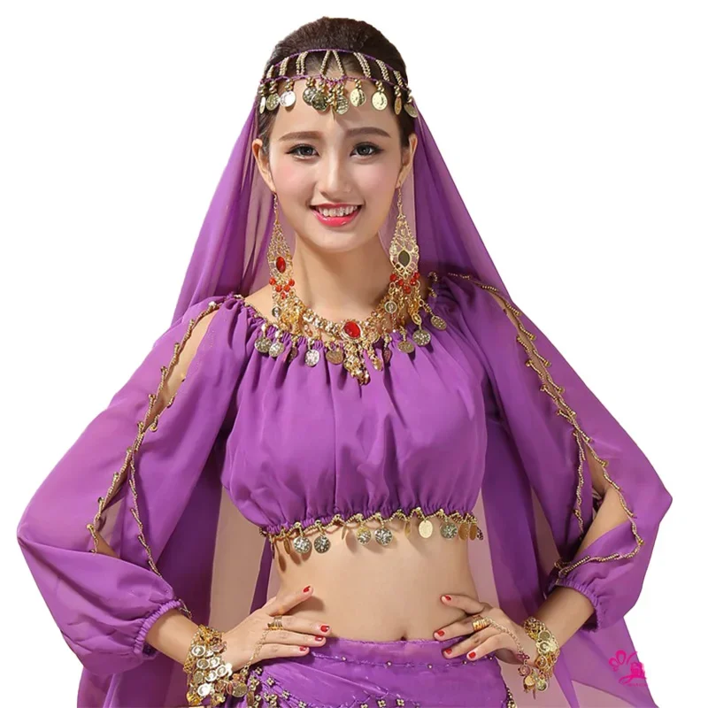 Kristal katoenen mesh buikdans top voor dames met halve mouwen sexy 9-kleuren Indiase kostuumdanskleding