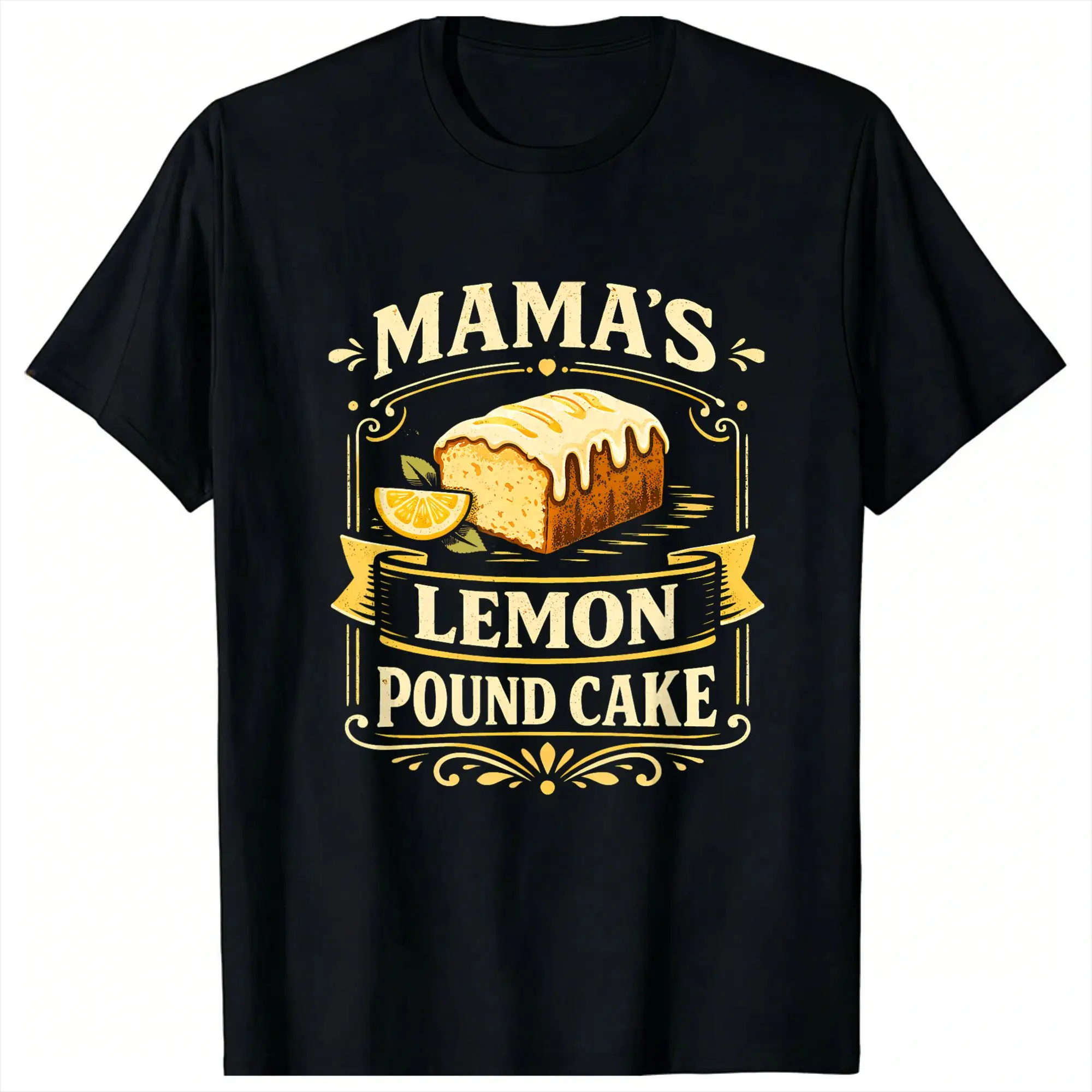 Cool Mama's Lemon Pound Cake Food Lovers T Shirts Men Pure Cotton Casual T-Shirt Round Neck  Tees Short Sleeve Clothes 4XL 5XL